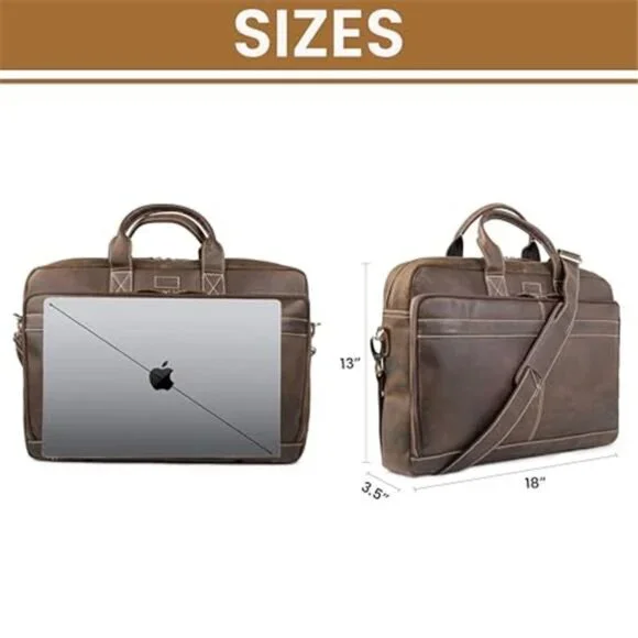 Genuine Leather Messenger Bag for Men – Handcrafted Vintage Laptop Briefcase
